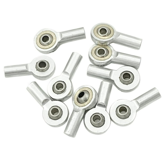 10x Soporte de rótula RC, extremo de barra de acoplamiento, hebilla de rótula para piezas de repuesto de coche RC 1/10 Plata