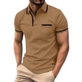 thumbnail image 2 of Mens Casual Trim Polo Shirts Short Sleeve Color Block Athletic Golf T Shirts Chest Pocket Fashion Loose Fit Tops 2XL, 2 of 8
