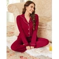 thumbnail image 4 of Ekouaer Womens Pajamas Set Cotton Long Sleeve Button Down Sleepwear Top and Long Pants Set Soft 2 Piece Pjs Lounge Set, 4 of 5