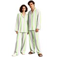 thumbnail image 3 of Matching Pajamas for Couples Long Sleeve Pajamas for Men Women Sleepwear Striped Button Down Warm Lounge Sets 2 Pcs Loungewear Light Green XXXL, 3 of 7