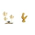 thumbnail image 1 of Figura decorativa de pollo con hojas, escultura de resina de hierro, adorno único para estante, mesa o armario, base estable., 1 of 8