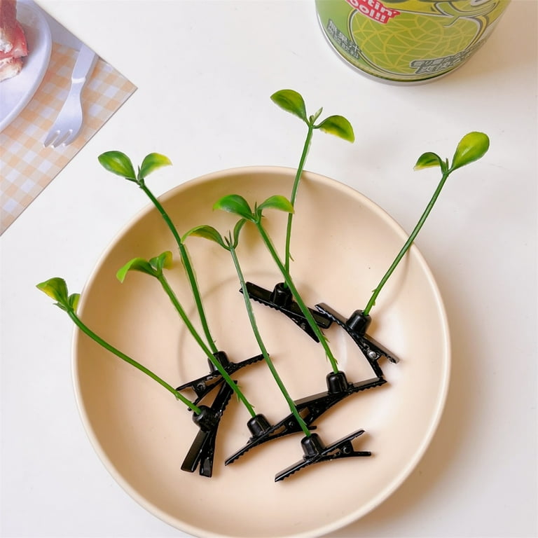 GROFRY Hair Clip Funny Snap on Decorative Attractive Wear resistant Hair Decoration Gifts Kids Girls Women Bean Sprout Hairpin Barrette for Daily Wear