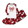 thumbnail image 3 of Odeerbi Christmas Pajamas for Family Holiday Long Sleeve Family Christmas Pajamas Matching Sets Kids Casual Printed Top with Bottom Outfits Home Wear Sleepwear Family Matching PJs Set Red, 3 of 6