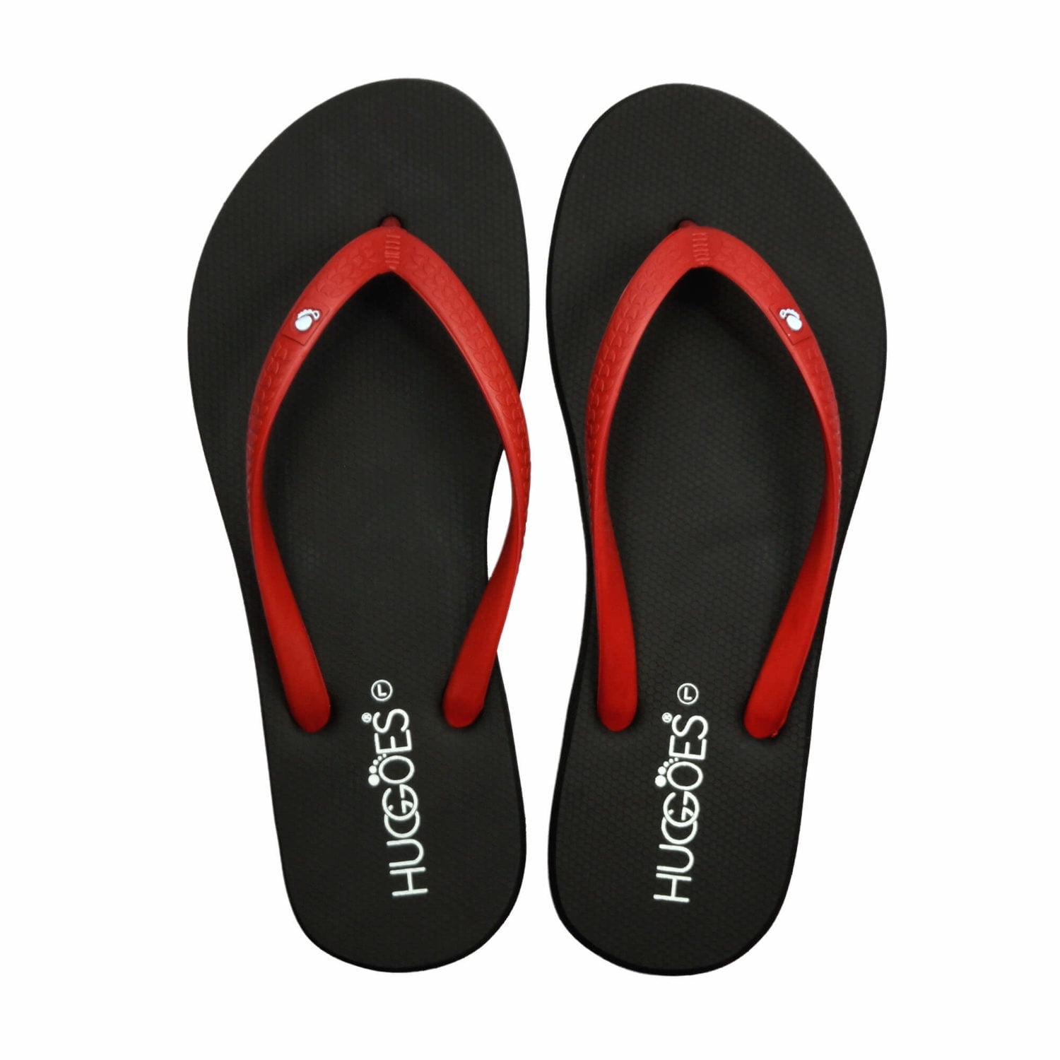 Huggoes - Huggoes - Ebony Natural Rubber Comfort flip flops for Women - Black/Red - Walmart.com 