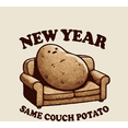 thumbnail image 2 of New Year Same Couch Potato Adult Natural Crew Neck Short Sleeve Tee-Medium, 2 of 4