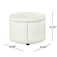 thumbnail image 4 of Round Velvet Ottoman with Studded Trim Beige, 4 of 8