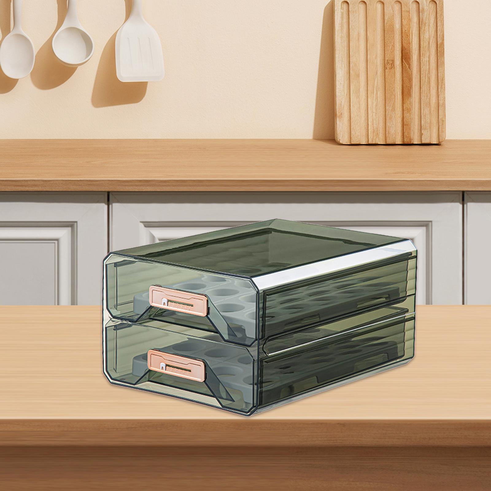 Fiocias Egg Holder for Refrigerator Fridge Bin Storage Container for Cabinet Kitchen Green