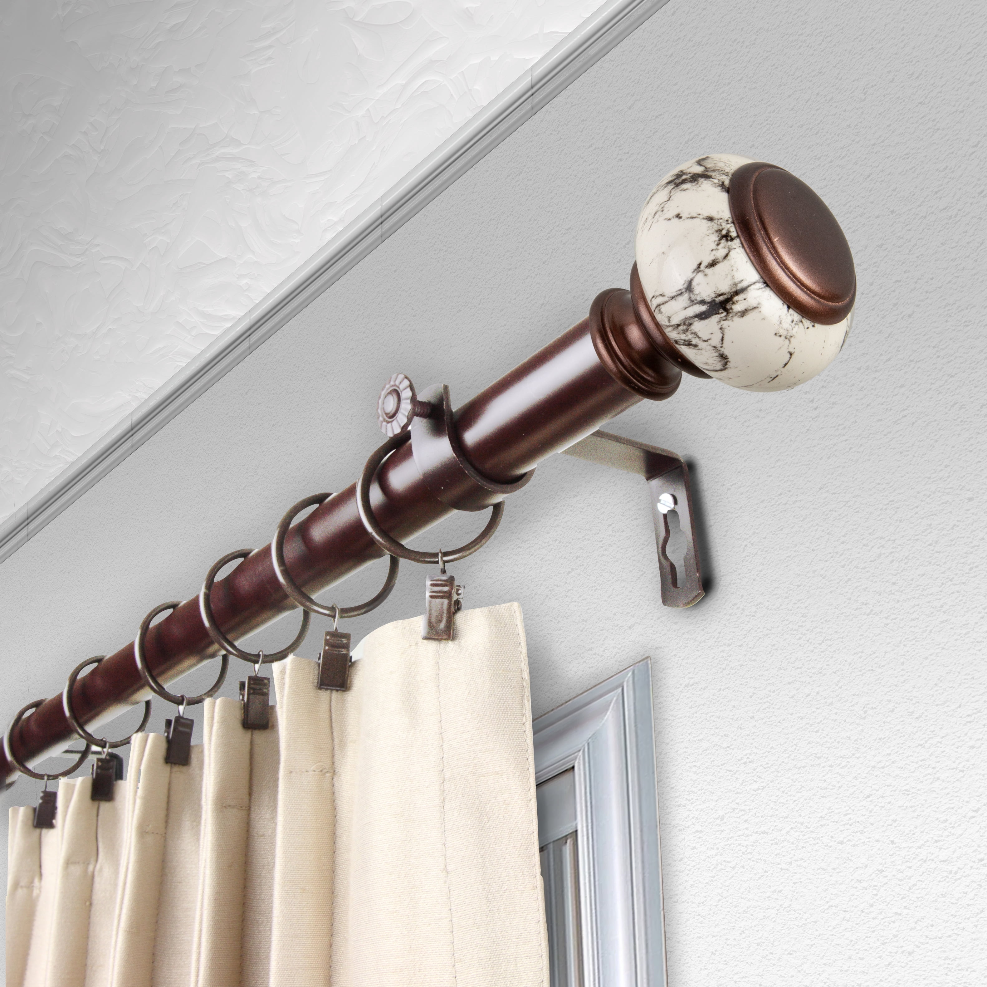 Central Design Products Steel 1" Single Curtain Rod, Bronze