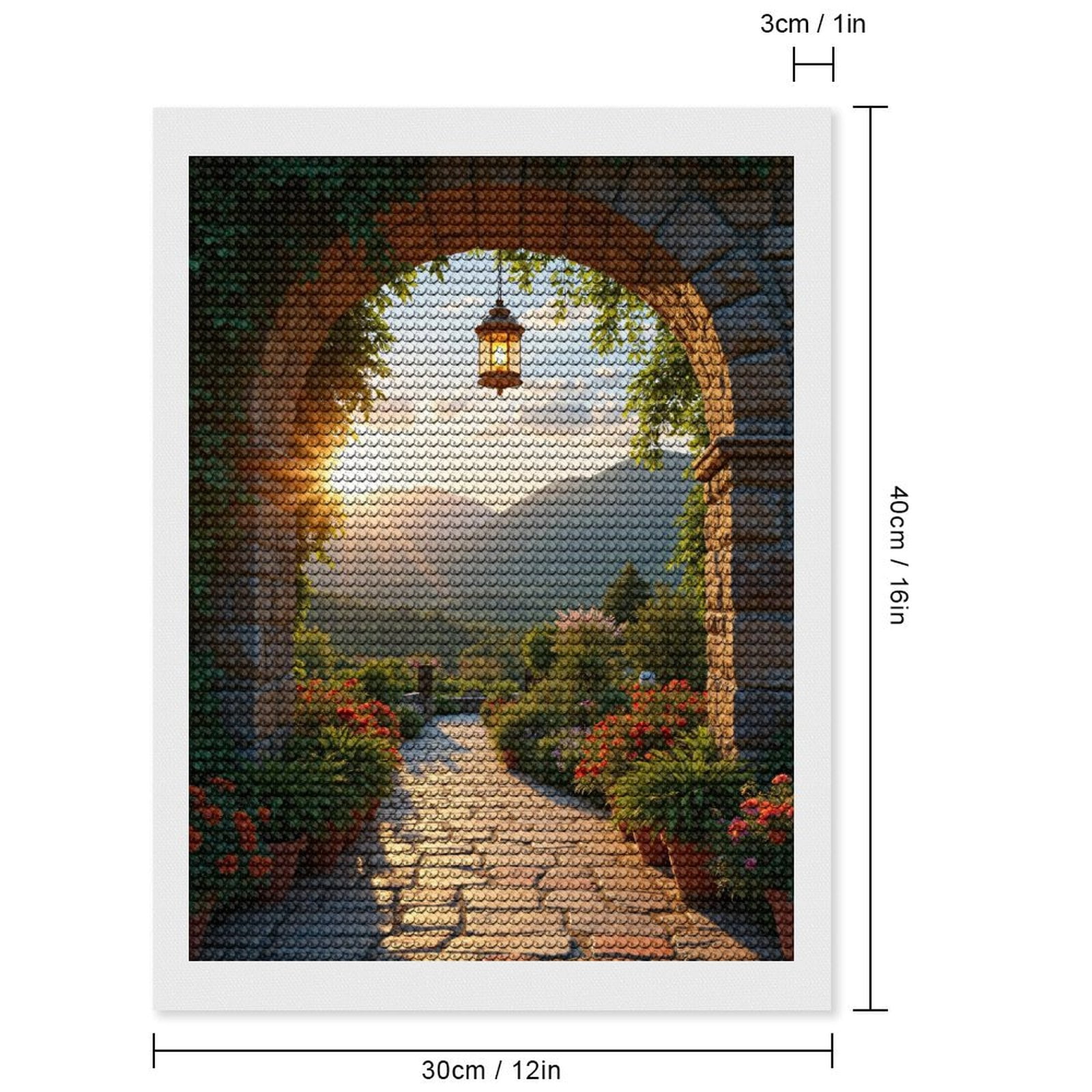 Diamond Art Kits for Adults, Stone Archway Garden Sunset View 5D Diamond Painting Kits for Adults Beginners, DIY Full Drill Diamond Painting, Gem Art and Crafts 12x16