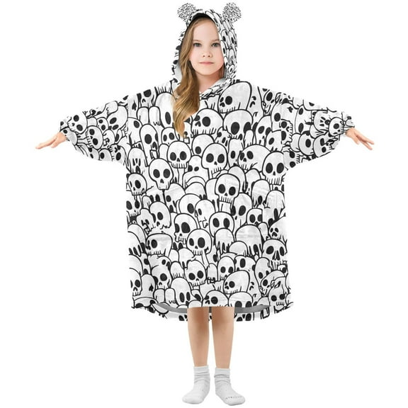 joogoo Wearable Blanket Hoodie for Skulls Oversized Sherpa Hooded 3-14 YR M