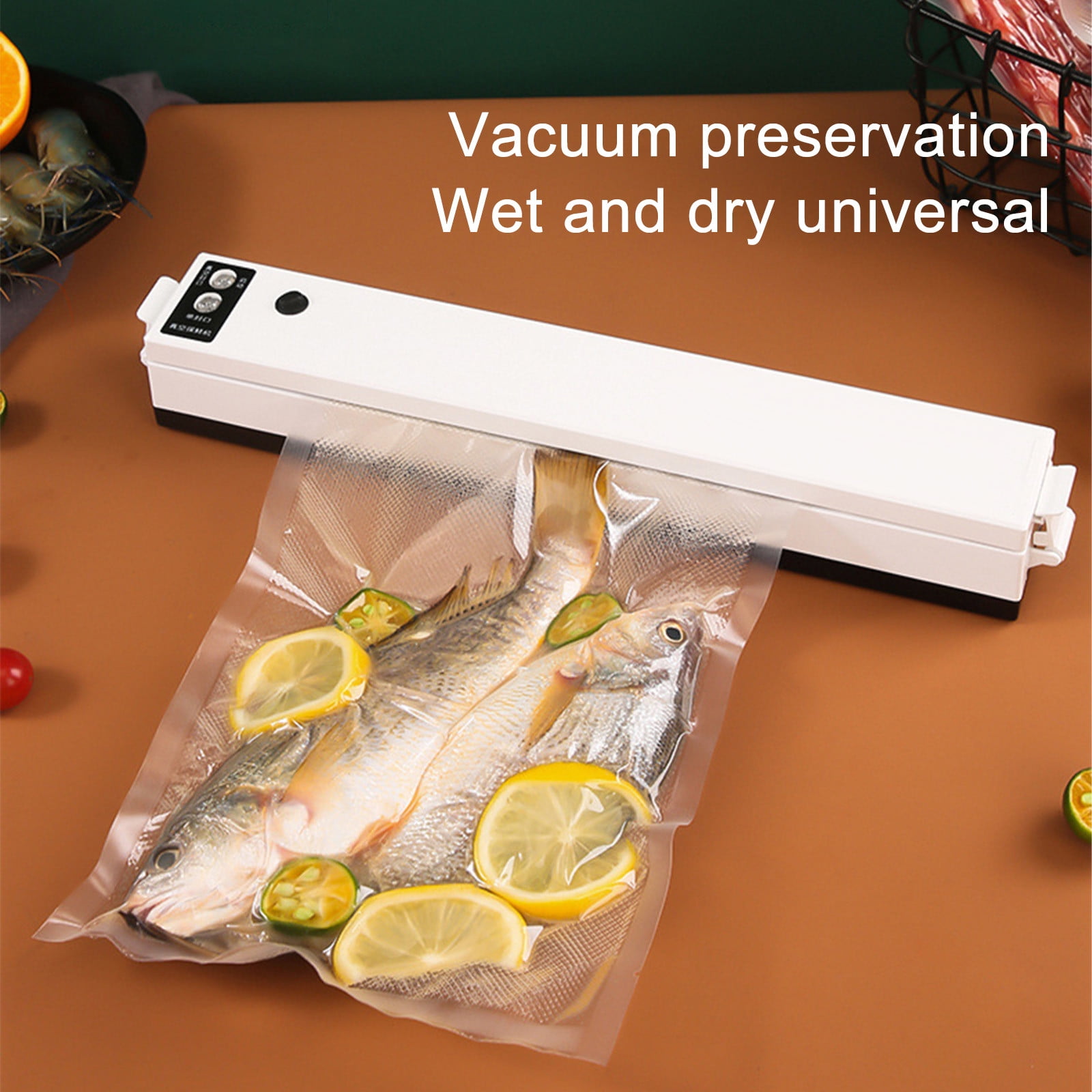 Byujiro Vacuum Sealer Machine with 10 Vacuum Bags, Automatic Household Food Sealer, Compact Air Sealing System for Food Storage, Meal Prep & Kitchen Organization