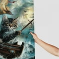 thumbnail image 3 of Orinice  Funny Cat Bathroom Shower Curtain Pirate Ship Sea Ocean Waves Nautical Sailboat Cool Kids Boys Hilarious Accessory 12 Plastic Hooks Waterproof Decor 69x72, 3 of 7
