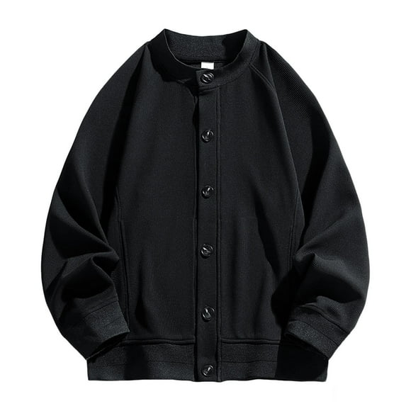 KIHOUT Men's Stand Collar Bomber Jacket - Modern Aviator Style with Ribbed Trim and Zipper Pockets