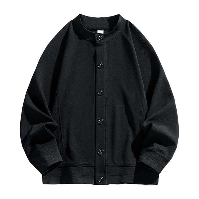 KIHOUT Men's Stand Collar Bomber Jacket - Modern Aviator Style with Ribbed Trim and Zipper Pockets