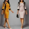 thumbnail image 4 of LLYwey Casual Dresses for Women Three-Part Sleeve Hollowed-Out Round Bodycon Dress New Christmas Dresses Yellow M, 4 of 9