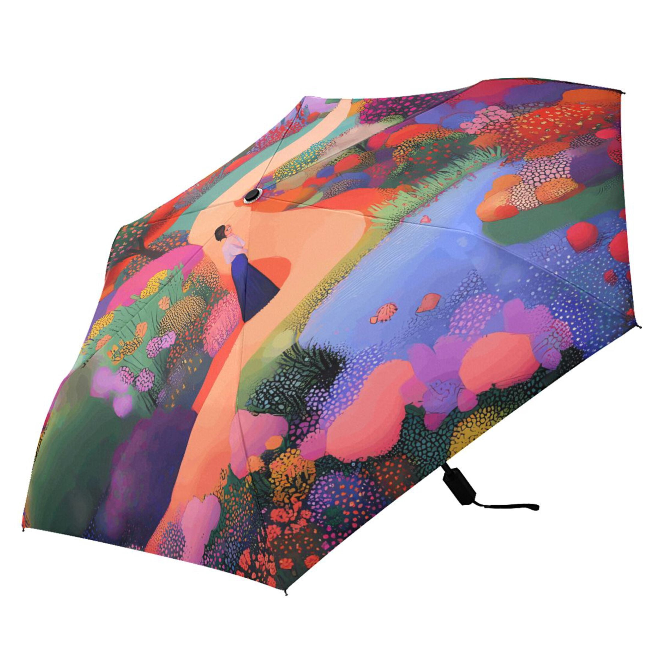 Compact Sun Umbrella Windproof Travel Umbrellas for Rain Strong Portable UV Protection Woman Walking in Garden