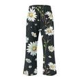 thumbnail image 3 of Lightweight Summer Trousers Women Ladies Cotton Linen Boho Trousers with Pocket Floral Printed Cropped Pants Elastic Waisted Wide Leg Trousers Vintage Ethnic Trousers Hippie Palazzo Pants, 3 of 4