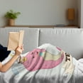 thumbnail image 3 of Narwhal Soft Flannel Fleece Throw Blanket, Tea Drinking Whales Ocean Unicorn with Abstract Bubbles Backdrop, Cozy Plush for Indoor and Outdoor Use, 50" x 60", Pale Pink Pale Blue, by Ambesonne, 3 of 5