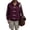 Red, variant on Women's Frog Button Stand Collar Zip-Up Striped Cropped Track Jacket Red L