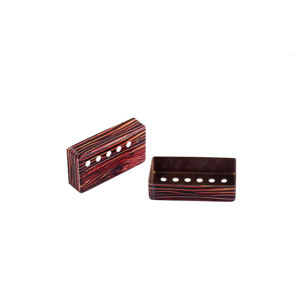 Yihuala 2Pcs/Set Colorful Red Wood Print Neck Bridge Humbucker Pickup Cover 50/52mm Rod Spacing for LP Electric Guitar Parts Accessories