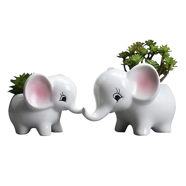2 piezas figura de mesa de elefante de cerámica