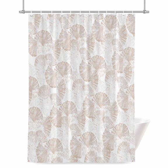 Summer Brown Sea Shell Shower Curtain, 72" x 72", Nautical Coastal Abstract Ocean Seashell Waterproof Bathroom Curtain Washable Shower Curtain Set with 12 Hooks