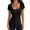 Black #34, variant on Women Y2K Lace Patchwork Pointelle Crop Tshirt Short Sleeve Scoop Neck Fitted Girls Tee Tops Summer Wine S