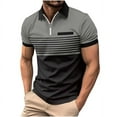 thumbnail image 4 of COSFO Casual Men T Shirts Striped Short Sleeve Collared Tops Regular Fit Half Zip with Pocket Pullover T-Shirts, 4 of 5