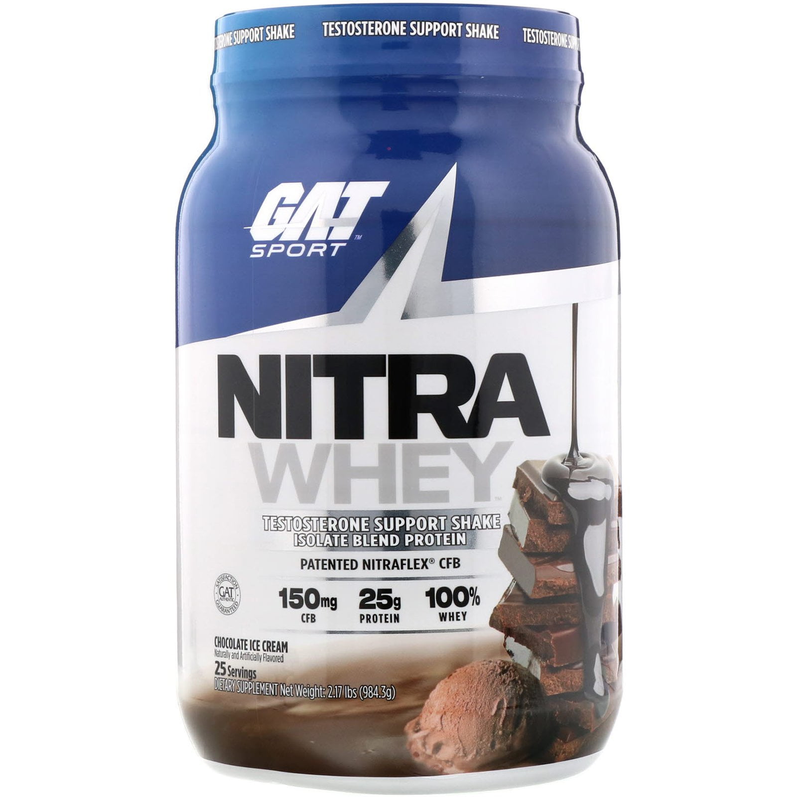 GAT Nitra Whey Testosterone Support Shake Chocolate Ice Cream 2 17 lb