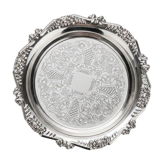 Vjnyvs Metal Food Serving Trays Silver Fruit and Dessert Plates for Wedding, Hotel, Christmas Candy Display, Stainless Steel Home Serving Platters