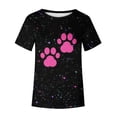 thumbnail image 4 of Charella Short Sleeve Shirts for Women Dog Paw Printed Crewneck T-shirts 2024 Spring Summer Clothes,Black,XL, 4 of 5