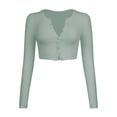 thumbnail image 6 of Okbabeha Women Cropped Bolero Cardigan Ribbed Long Sleeve Button Down Basic Shrug Sweater Solid Color Y2K Crop Top Shirt, 6 of 7