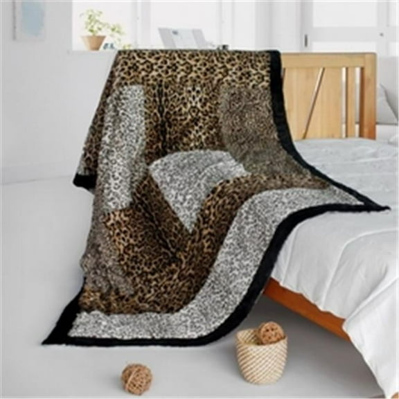 61 by 86.6 in. Onitiva - Colorful Mood Patchwork Throw Blanket  Brown
