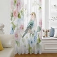 thumbnail image 6 of Peach Blossom Sheer Curtains 45 Inches Long, Nature Pink Blue Flower Spring Birds Light Filering Curtains, Breathable Simi Curtain Privacy Drapes for Kitchen Bathroom Small Window Treatment, 6 of 9