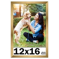 12x16 Frame Gold Bronze Modern Solid Wood Picture Frame | 0.75 Inch Moulding Width | Includes UV