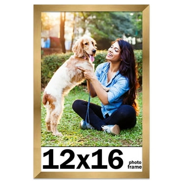 12x16 Frame Gold Bronze Modern Solid Wood Picture Frame | 0.75 Inch Moulding Width | Includes UV