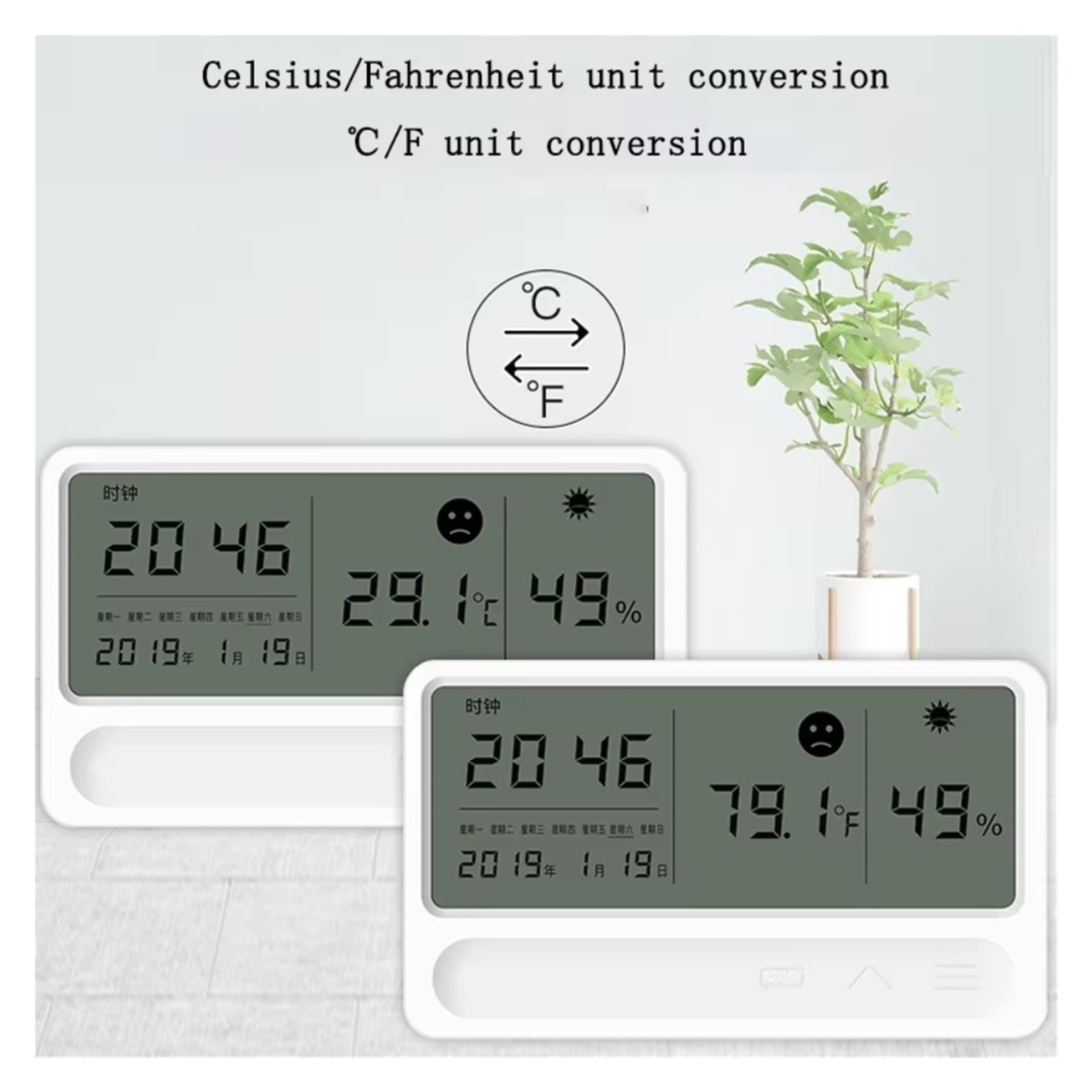 Weather Station Indoor Multi-function Humidity Meter Hygrometer Smart Monitor Home Office Clock ,Real-Time