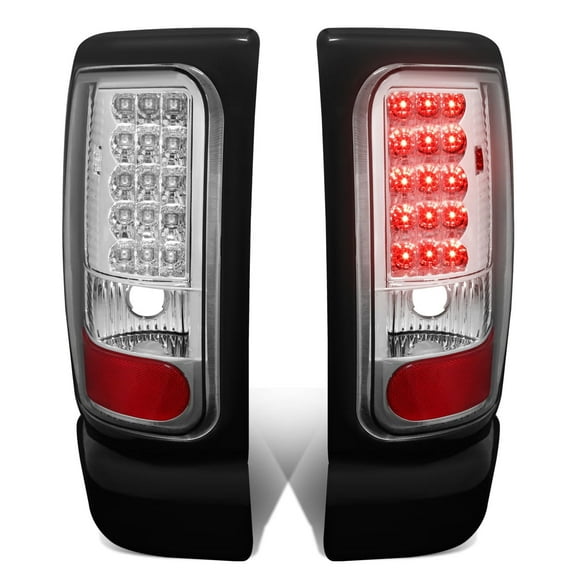 DNA Motoring For 94-02 Dodge Ram 1500 2500 3500 LED Tail Light Brake Lamps Pair Chrome