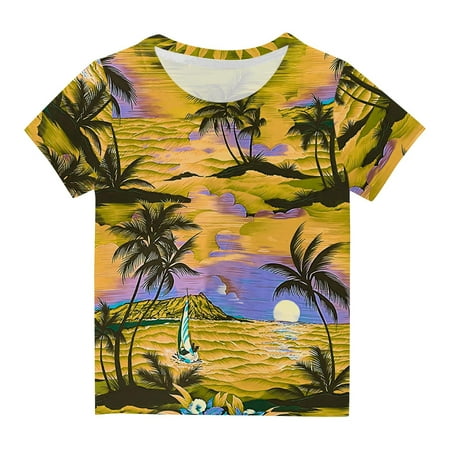 

LNWUY Toddler Boys and Girls Starry Sky Fashion Printed Casual Short-Sleeved Tops Short-Sleeved Round Neck Comfy Breathable Shirts Yellow 3-4 Years
