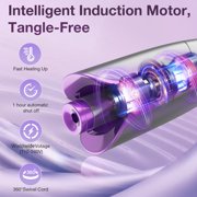 NEXPURE Automatic Curling Iron, 1 Ionic Deep Waver Hair Curler Tool, Ceramic Coating, Fast Heating, Dual Voltage, Anti-Scald, Purple