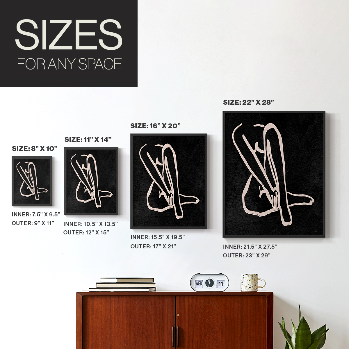 Figure in Dark I in Paper Solid Wood 8 x 10 Framed Print