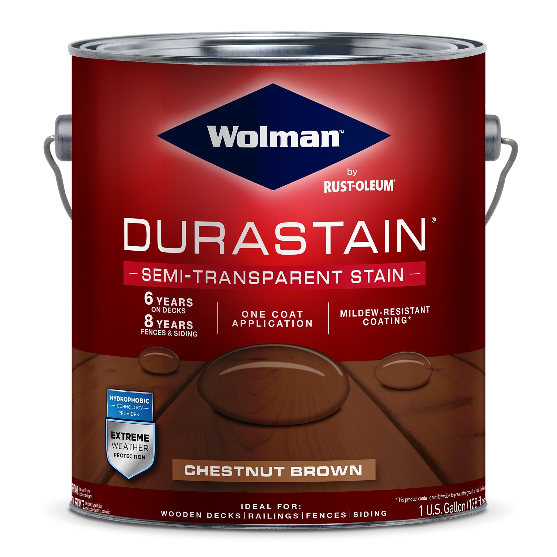 Chestnut Brown, Wolman Satin Durastain Semi-Transparent Exterior Wood Stain - Gallon, 1 Pack