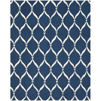 SAFAVIEH Four Seasons Rionach Geometric Polyester Area Rug, Navy/Ivory, 5' x 8'