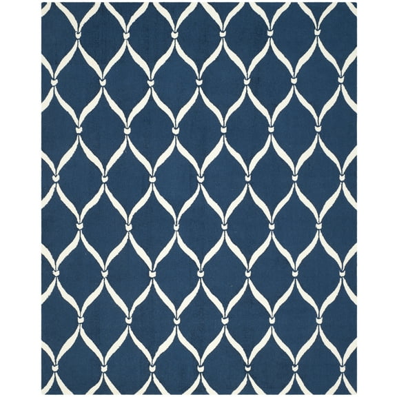 SAFAVIEH Four Seasons Rionach Geometric Polyester Area Rug, Navy/Ivory, 5' x 8'