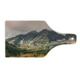 thumbnail image 2 of Fall Cutting Board, Idyllic Mountain Snowy Peaks and Clouds in the Sky on High Valley Print, Decorative Tempered Glass Cutting and Serving Board, Wine Bottle Shape, Multicolor, by Ambesonne, 2 of 5