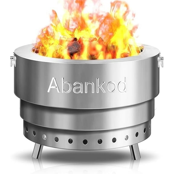 Portable Fire Pit with Adjustable Height - Stainless Steel Outdoor Firepit Foldable Design & Carry Bag for Camping, Backyard, BBQ, Bonfires - Low-Smoke Campfire Bowl