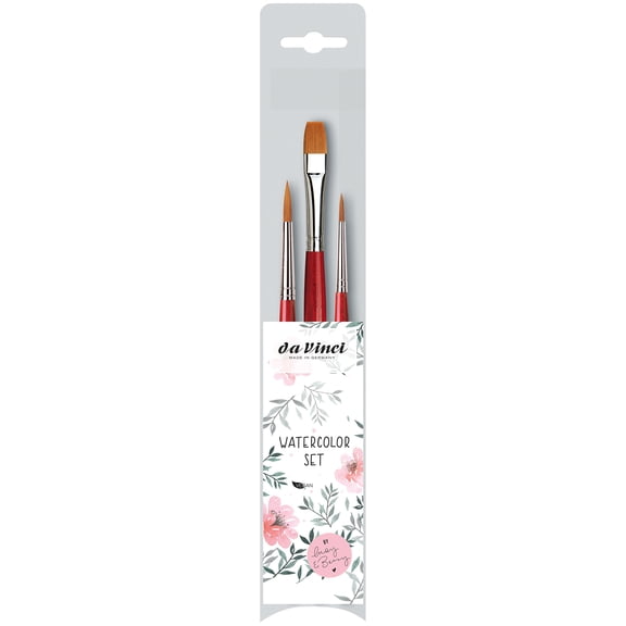 da Vinci Artist Signature Collection by May & Berry Design Studio, Watercolor Brushes, Assorted, 3 Brush Set