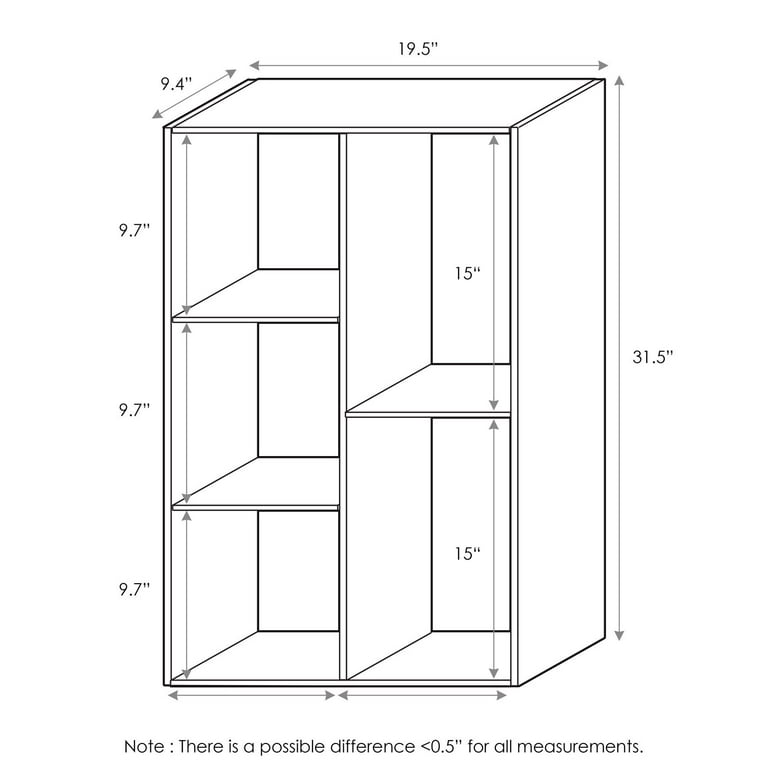 Furinno Luder 5 Cube Reversible Shelf, White - Wooden Organizer