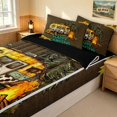 thumbnail image 3 of Erosebridal Happy Camping Zipper Twin Comforter Sets with Fitted Sheet and 2 Pillowcases, Chic Sunflower Zipper Bedding Set for Girls, Black Reversible, 3 of 7