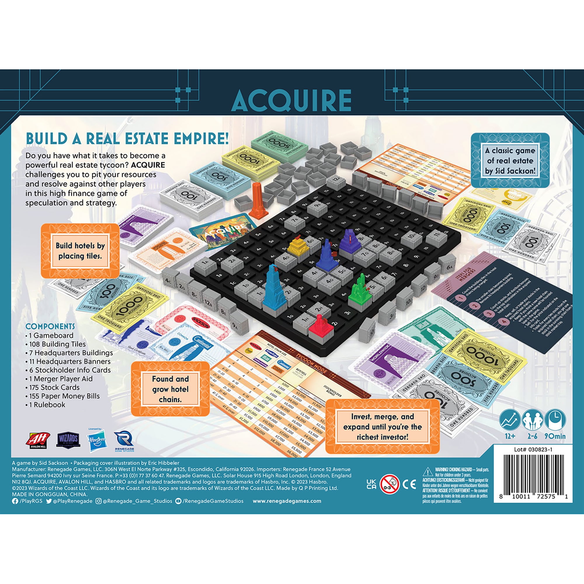Acquire - Renegade Games, Build A Real Estate Empire, Strategy Board Game, Ages 12+, 2-6 Players, 90 Min